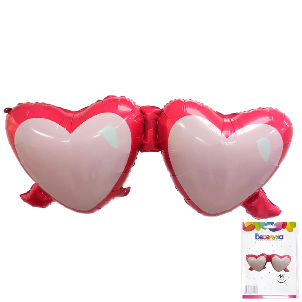 Шар: Шар (44"/110 см) Фигура Очки Сердца, в уп.