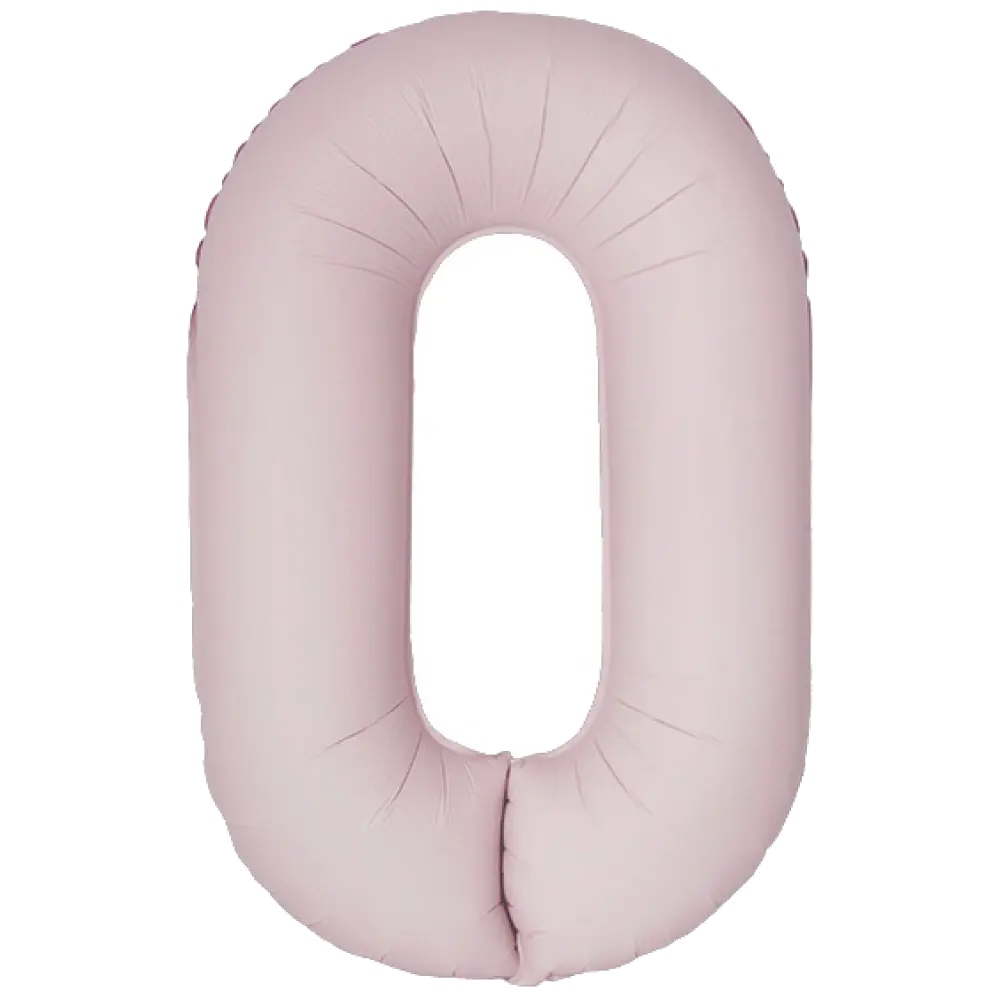 Шар Шар И (40''/102 см) Цифра, 0 Slim, Пыльная роза, Сатин, Цифра, 40"/102 см