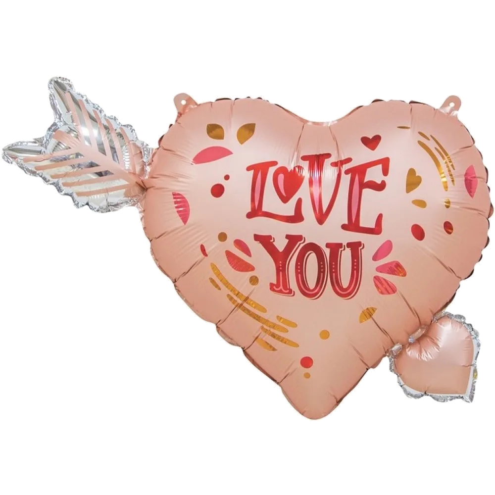 Шар: Шар (27''/69 см) Сердце, Люблю тебя (стрела Амура), Розовое Золото