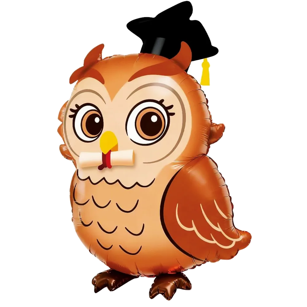 Шар: Шар (26''/66 см) Фигура, Сова Выпускник, 1 шт. в уп.
