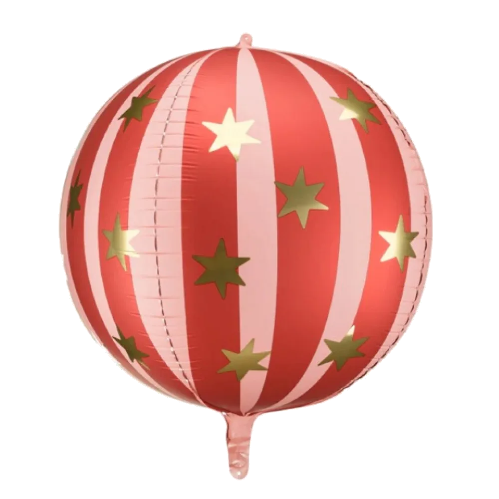 Шар: Шар (75 см) Фигура, Шар со звездами красный, 1 шт. в уп. PartyDeco
