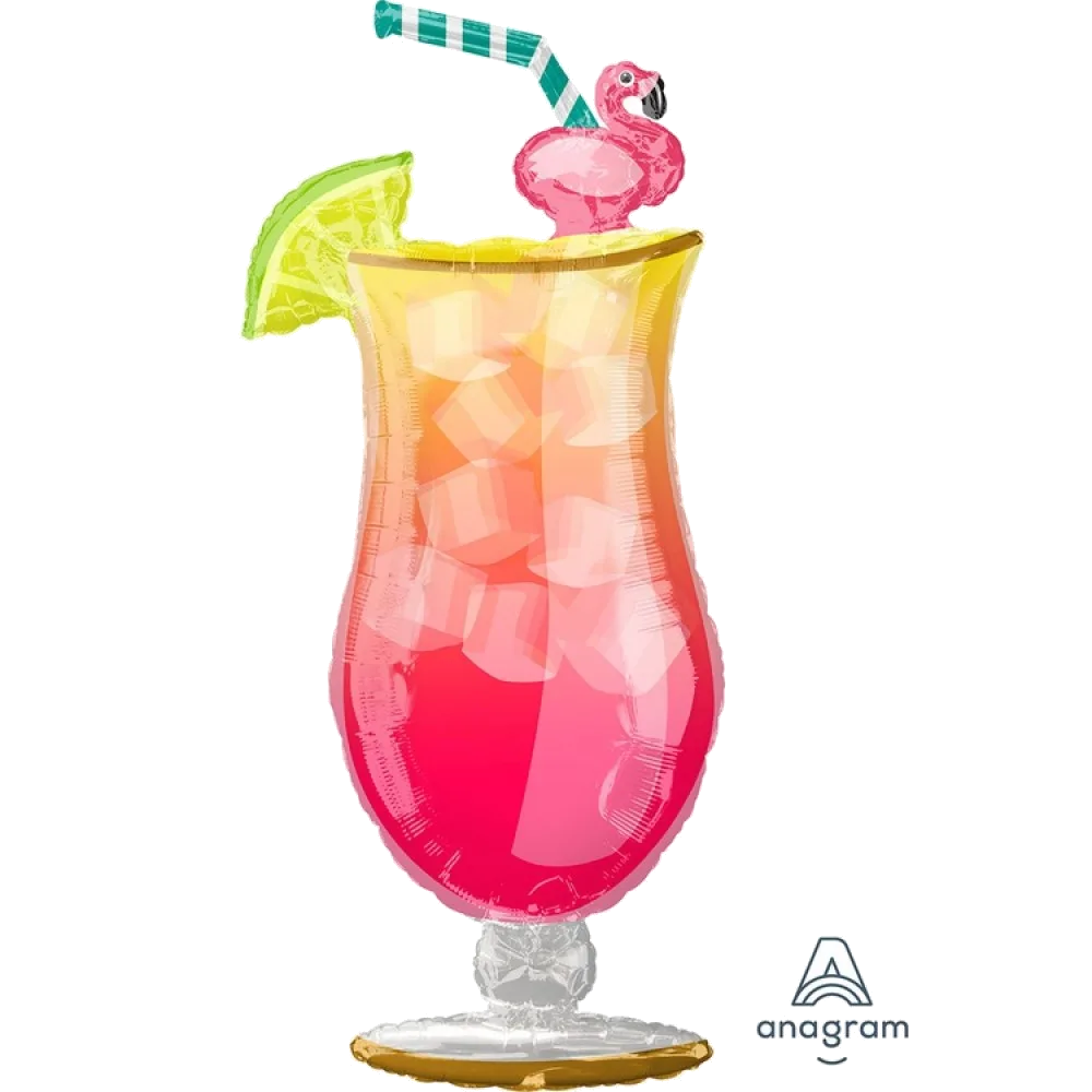Шар: Шар (41"/104 см) Фигура, Коктейль с трубочкой Фламинго, 1 шт. Anagram (США) *