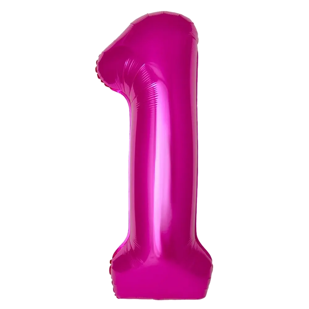 Шар Шар И (40''/102 см) Цифра, 1 Slim, Фуше, Металлик, Цифра, 40"/102 см, металлик