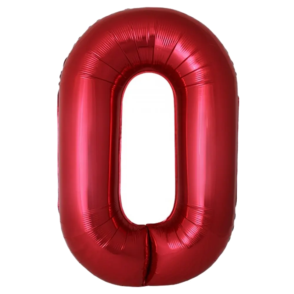 Шар Шар И (40''/102 см) Цифра, 0 Slim, Красный, Металлик, Цифра, 40"/102 см, металлик