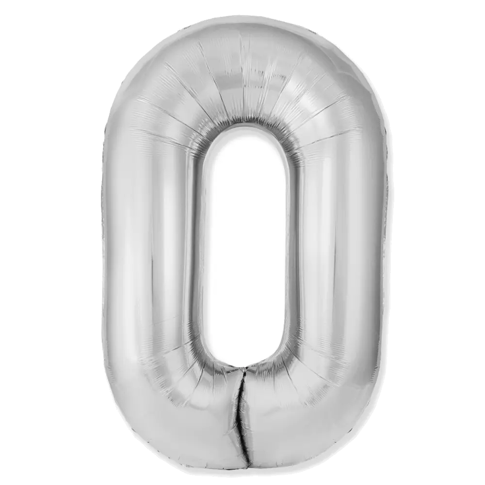 Шар Шар И (40''/102 см) Цифра, 0 Slim, Серебро, Цифра, 40"/102 см