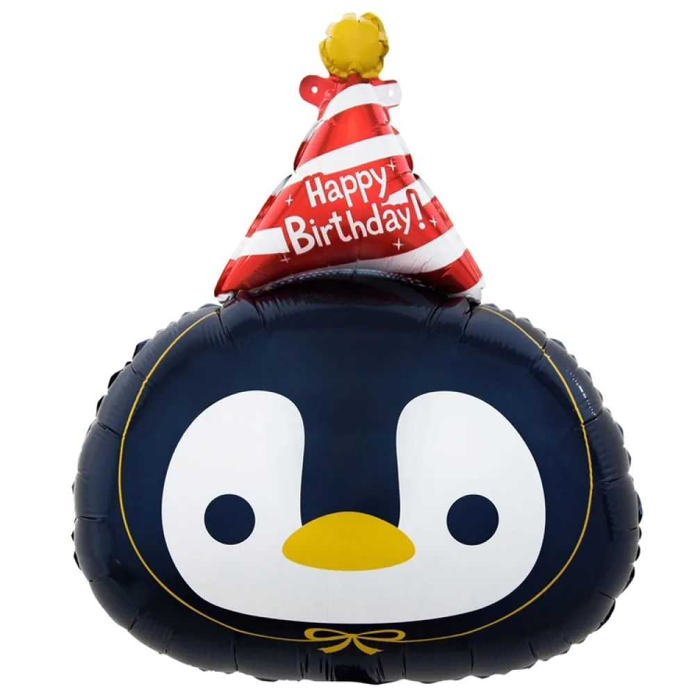 Шар: Шар (25"/65 см) Фигура Пингвин в колпаке голова, 1 шт. в уп.