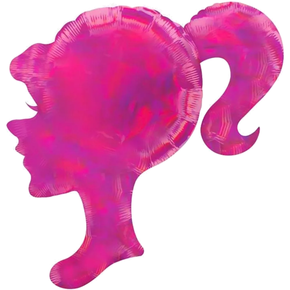 Шар: Шар (28''/71 см) Фигура, Профиль девушки, Розовый, Голография