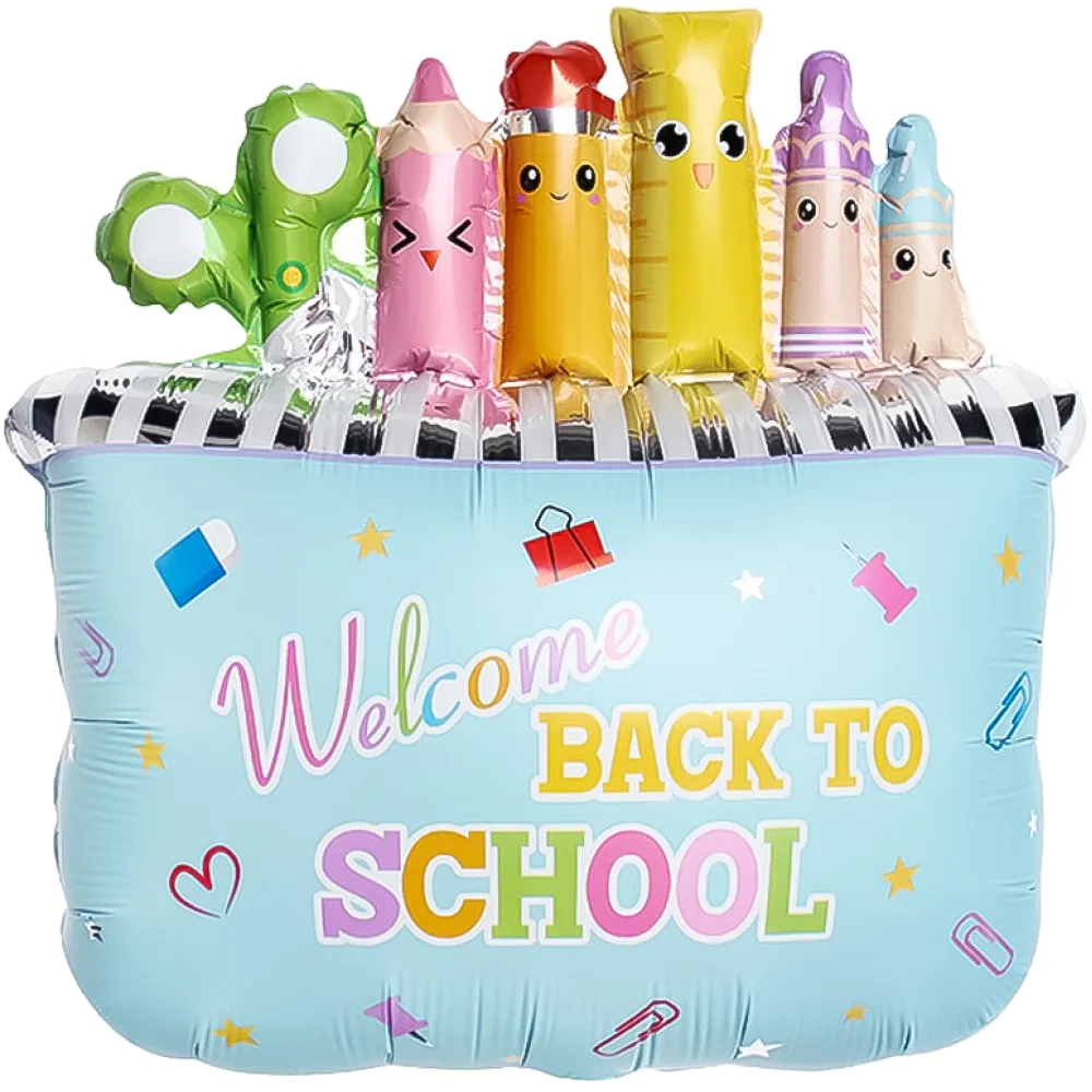 Шар: Шар (26''/66 см) Фигура, Школьный пенал, Голубой, Сатин