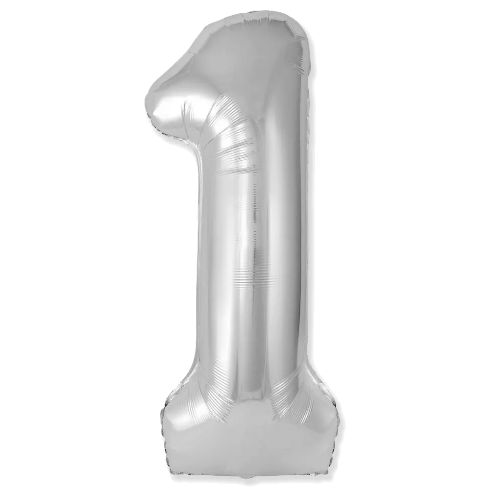 Шар Шар И (40''/102 см) Цифра, 1 Slim, Серебро, Цифра, 40"/102 см