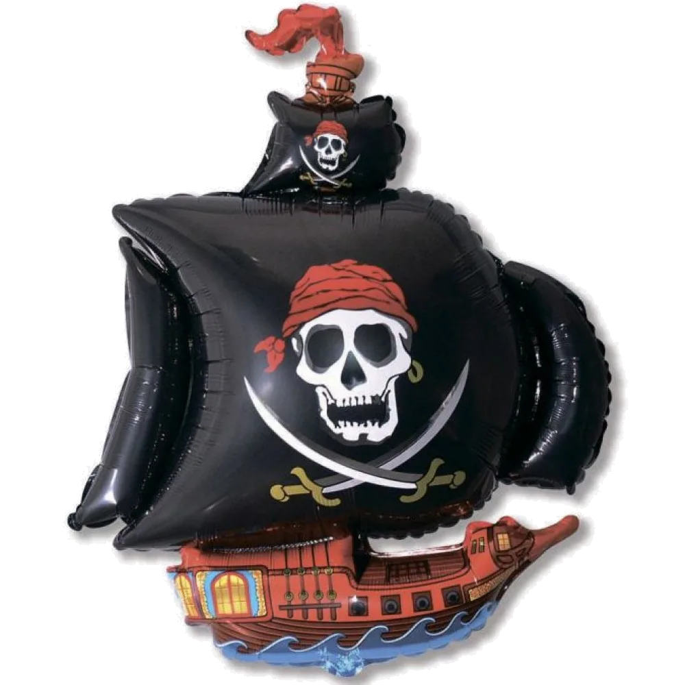 Шар: Шар (41''/104 см) Фигура, Пиратский корабль, Черный, 1 шт. Flexmetal (Испания)2.3П