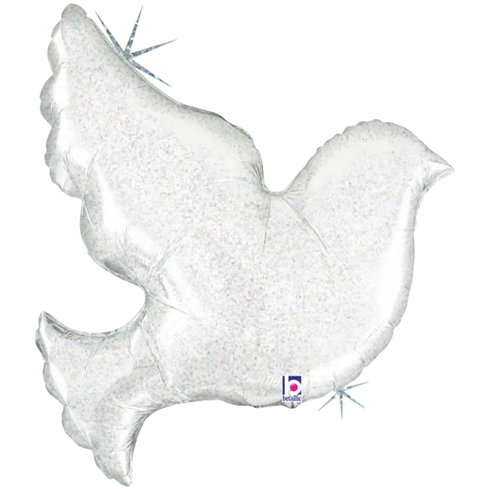 Шар: Шар (34''/86 см) Фигура, Голубь, Серебро, Голография, 1 шт. Grabo (Италия)
