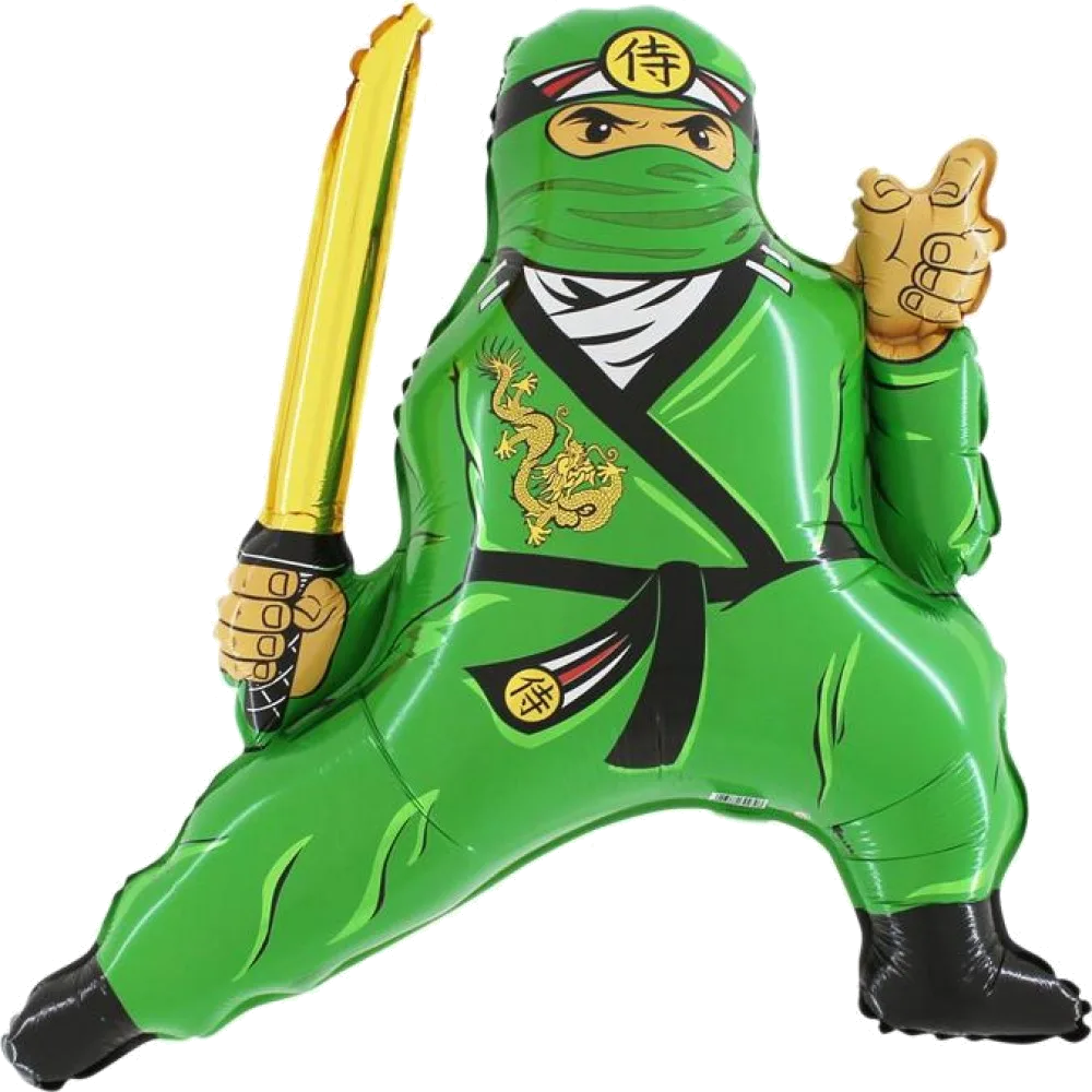Шар: Шар (32"/81 см) Фигура Ниндзя, Зеленый, 1 шт. Grabo (Италия)