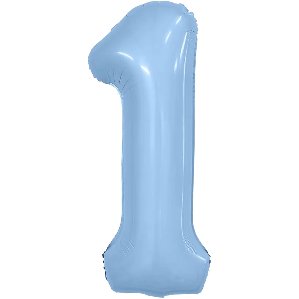 Шар Шар (40''/102 см) Цифра, 1 Slim, Небесный, Цифра, 40"/102 см