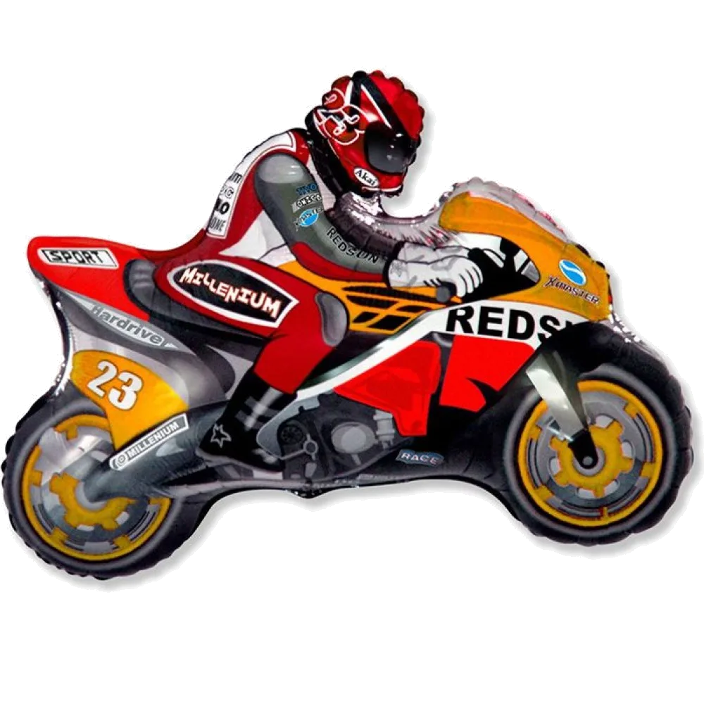 Шар: Шар (31''/79 см) Фигура, Мотоцикл, Оранжевый, 1 шт. Flexmetal (Испания)2.5П