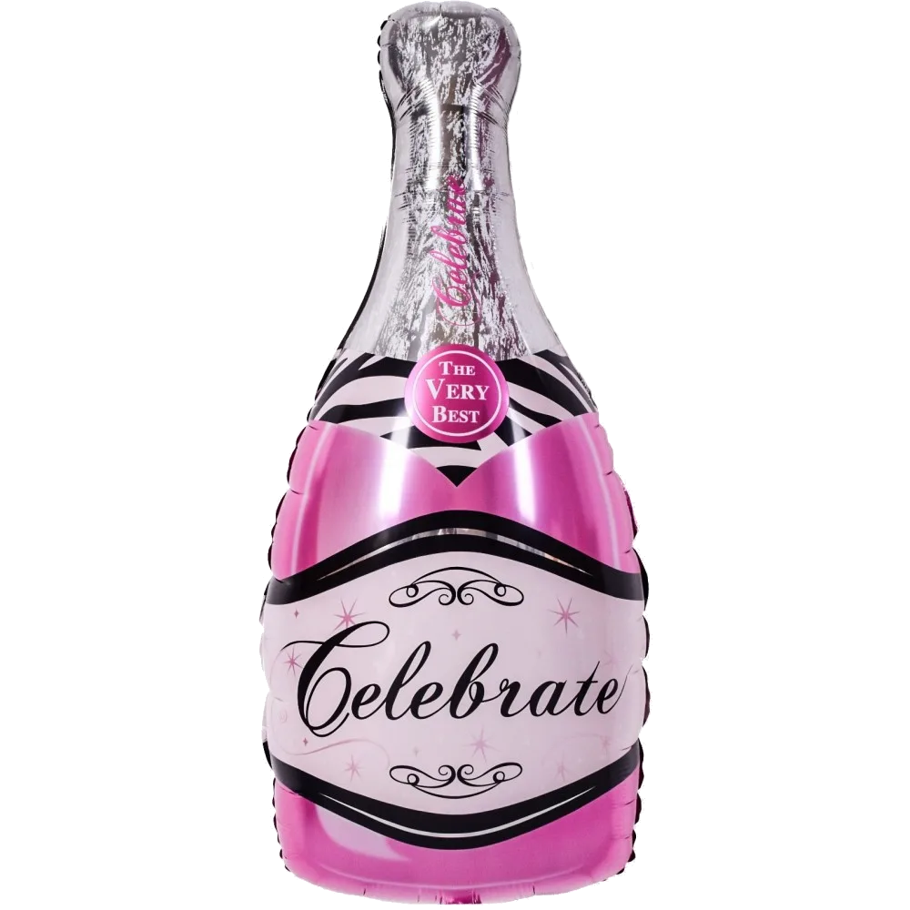 Шар: Шар (39''/99 см) Фигура, Бутылка Шампанское, Розовый