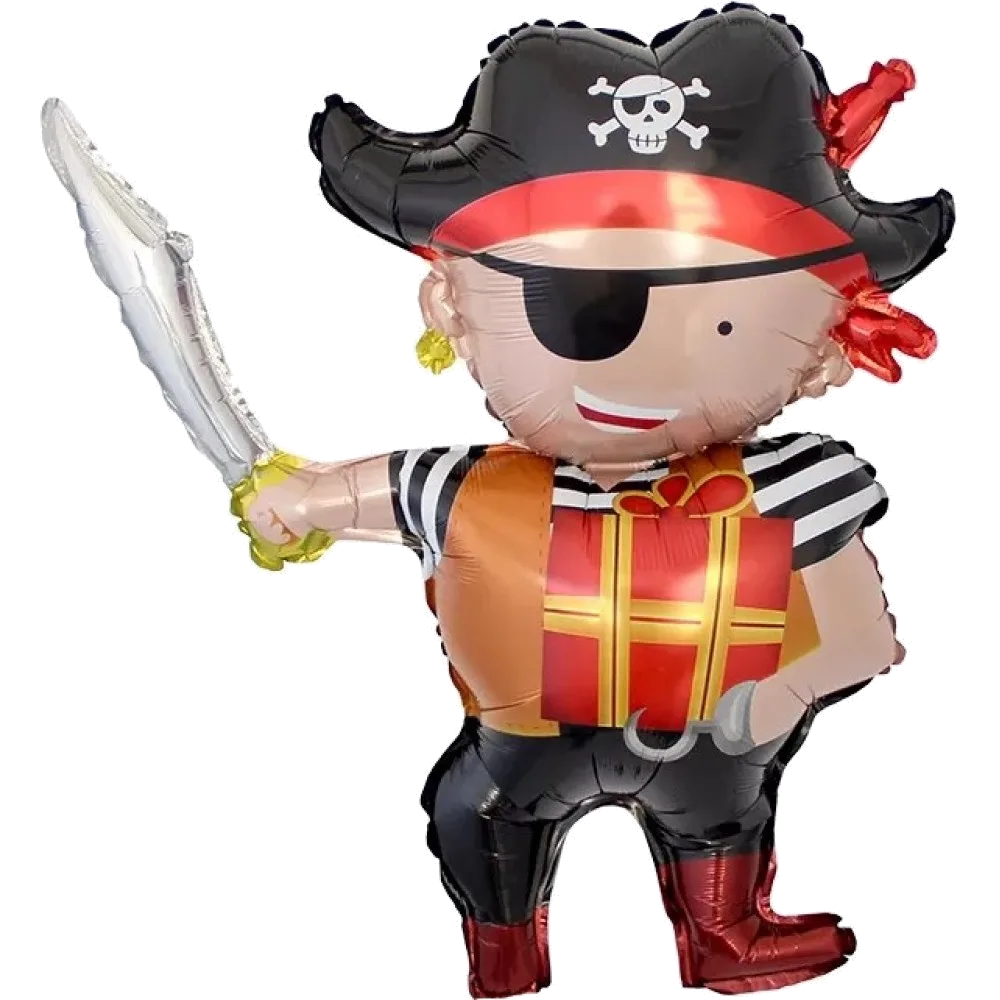 Шар: Шар (35"/88 см) Фигура Пират с подарком, 1 шт. *