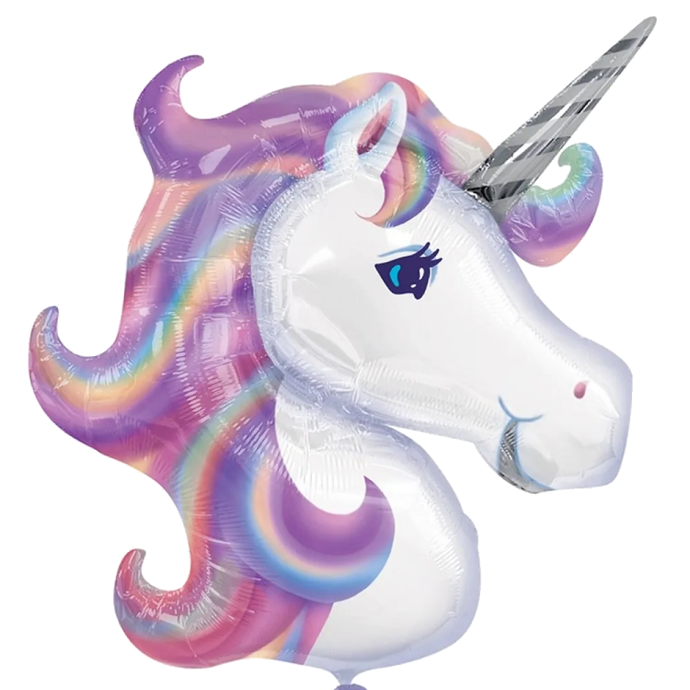 Шар: Шар (33"/83 см) Фигура, Единорог Фиолетовый голова, 1 шт. Anagram (США) 2.9П