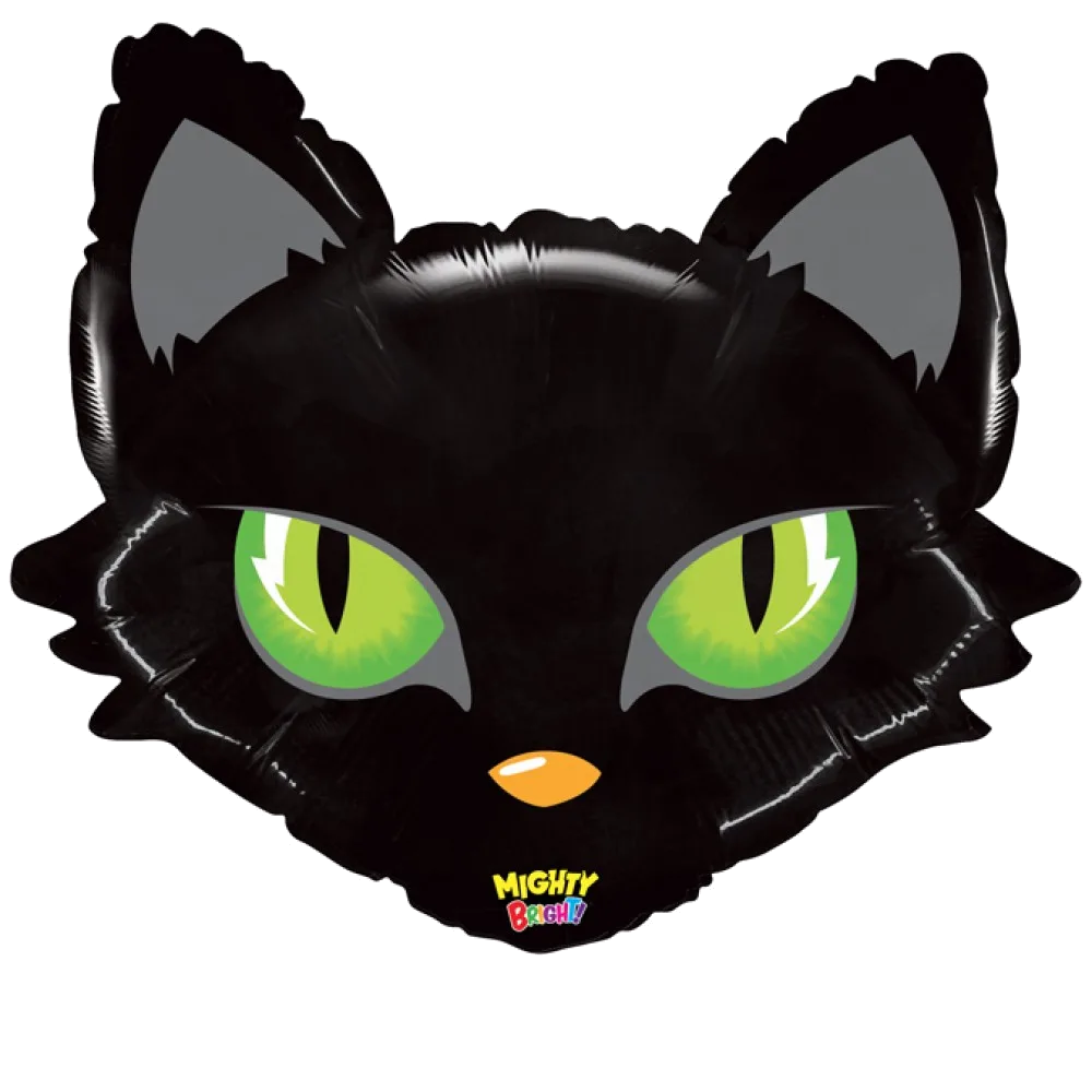 Шар: Шар (28"/71 см) Фигура Черный кот голова, 1 шт. Grabo (Италия)