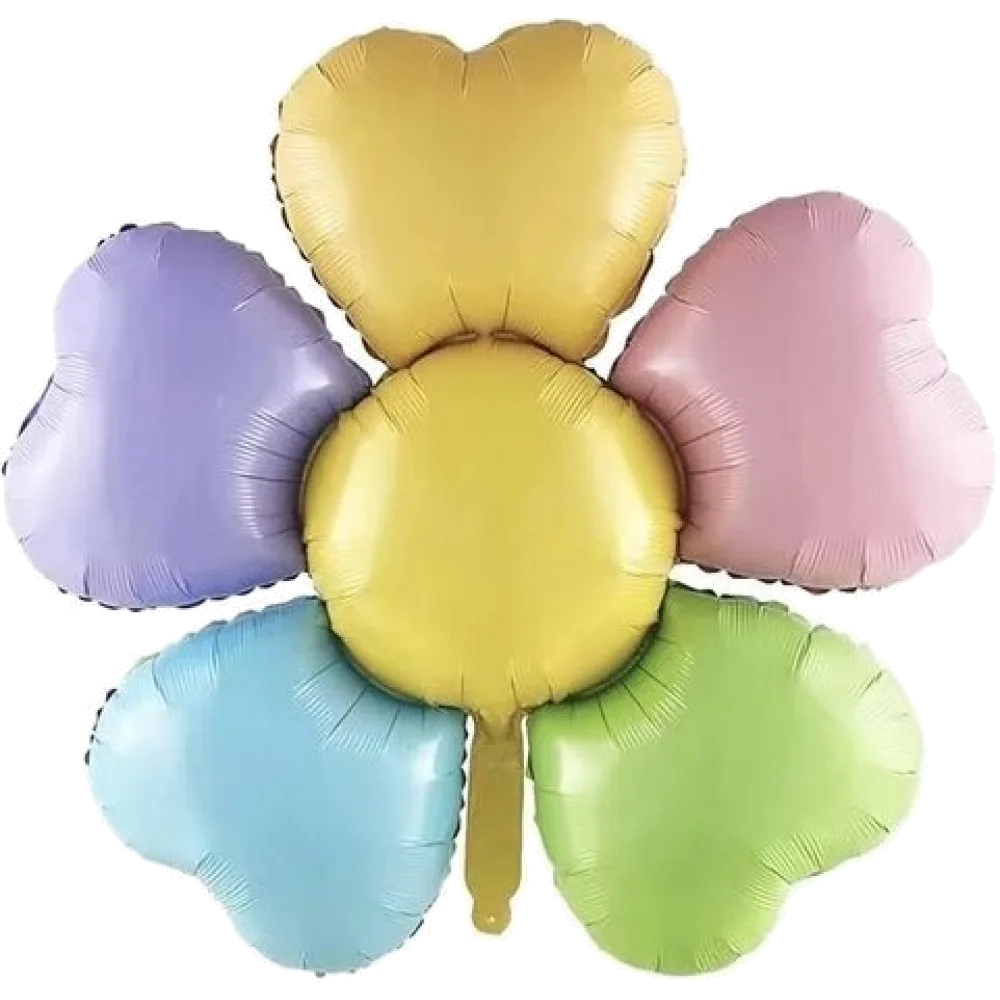 Шар: Шар (39''/99 см) Фигура Цветок, Лепестки Сердечки, Разноцветный