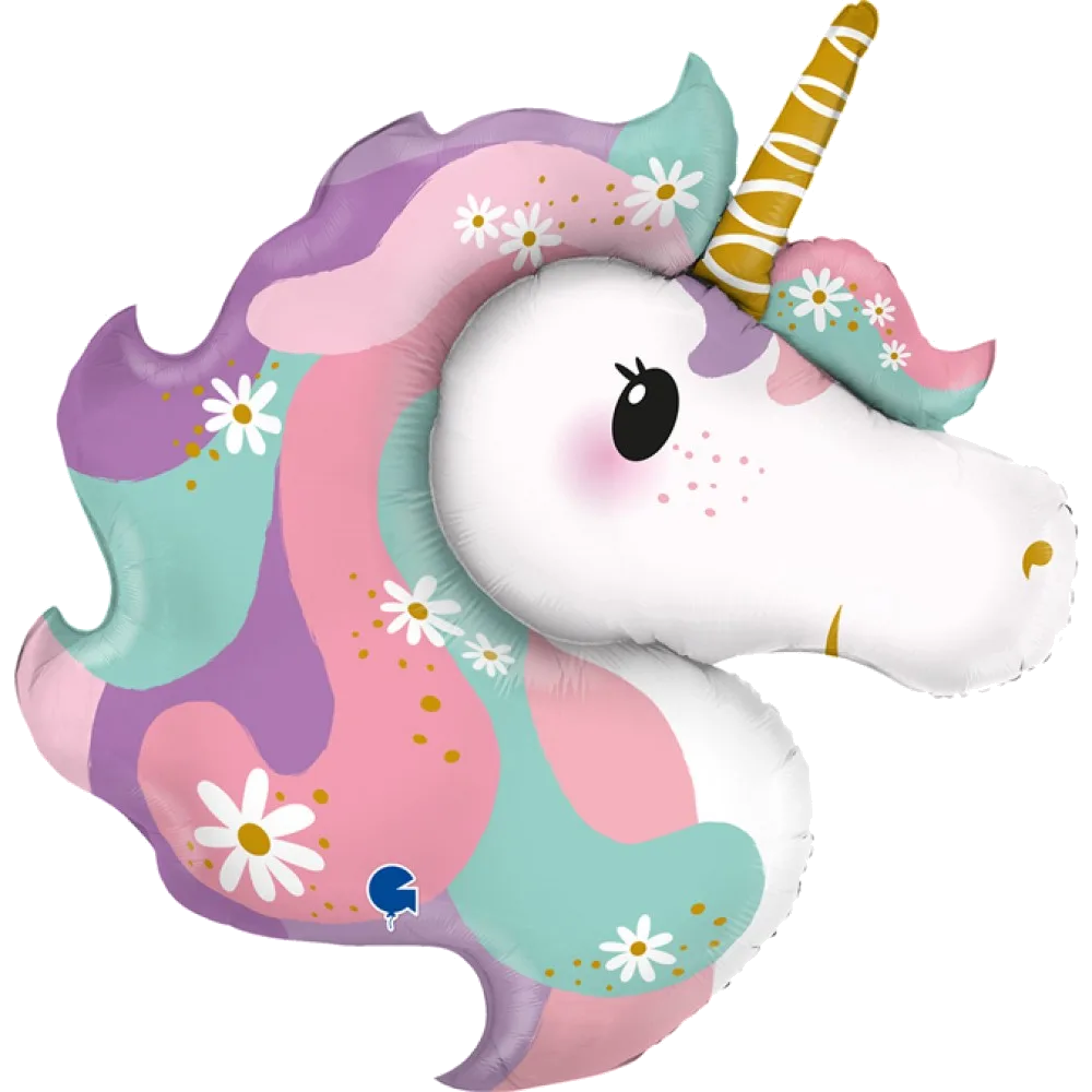 Шар: Шар (32''/81 см) Фигура, Цветочный единорог, 1 шт. в уп. Grabo (Италия)