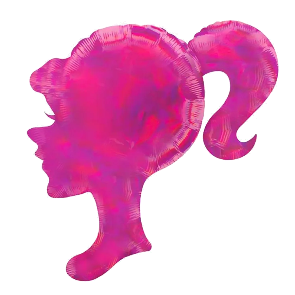 Шар: Шар (38''/97 см) Барби Фигура Профиль девушки розовый, 1 шт. в уп.