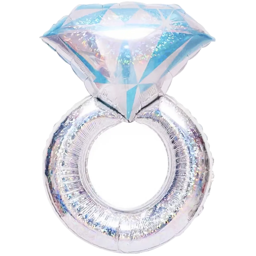 Шар: Шар (42''/107 см) Фигура, Кольцо с бриллиантом, Серебро, Голография