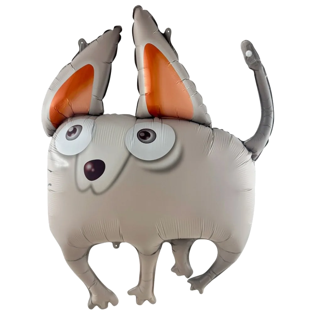 Шар: Шар (38"/97 см) Фигура, Собака ушастая серая, 1 шт. в уп.