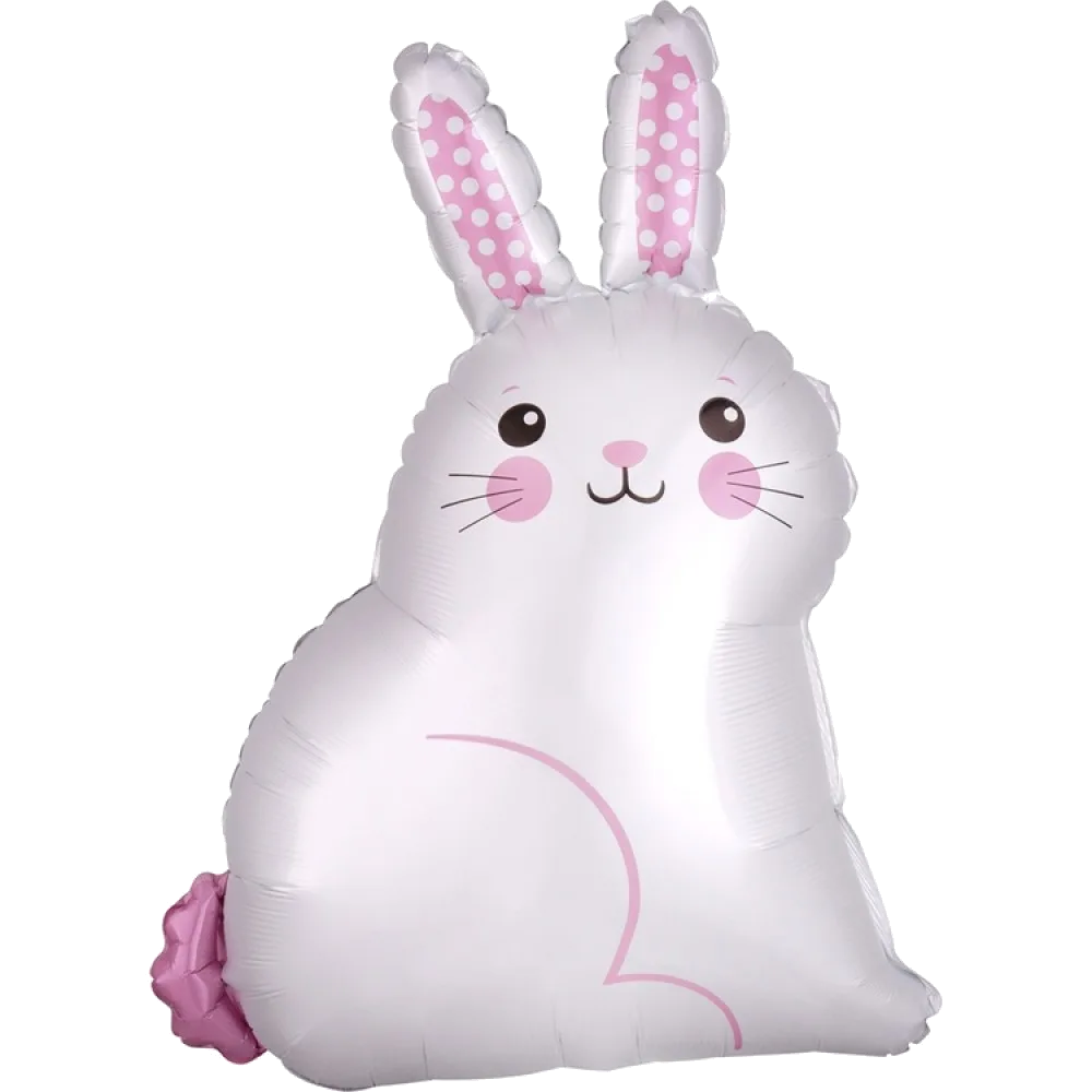 Шар (22"/55 см) Фигура, Зайка белый сатин