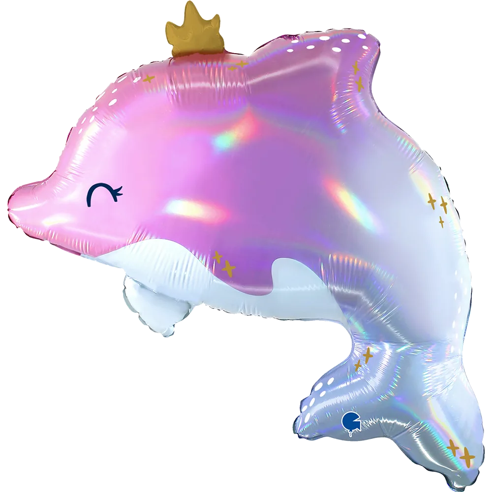Шар: Шар (27''/69 см) Фигура, Волшебный дельфин, Голография, 1 шт. в уп. Grabo (Италия)