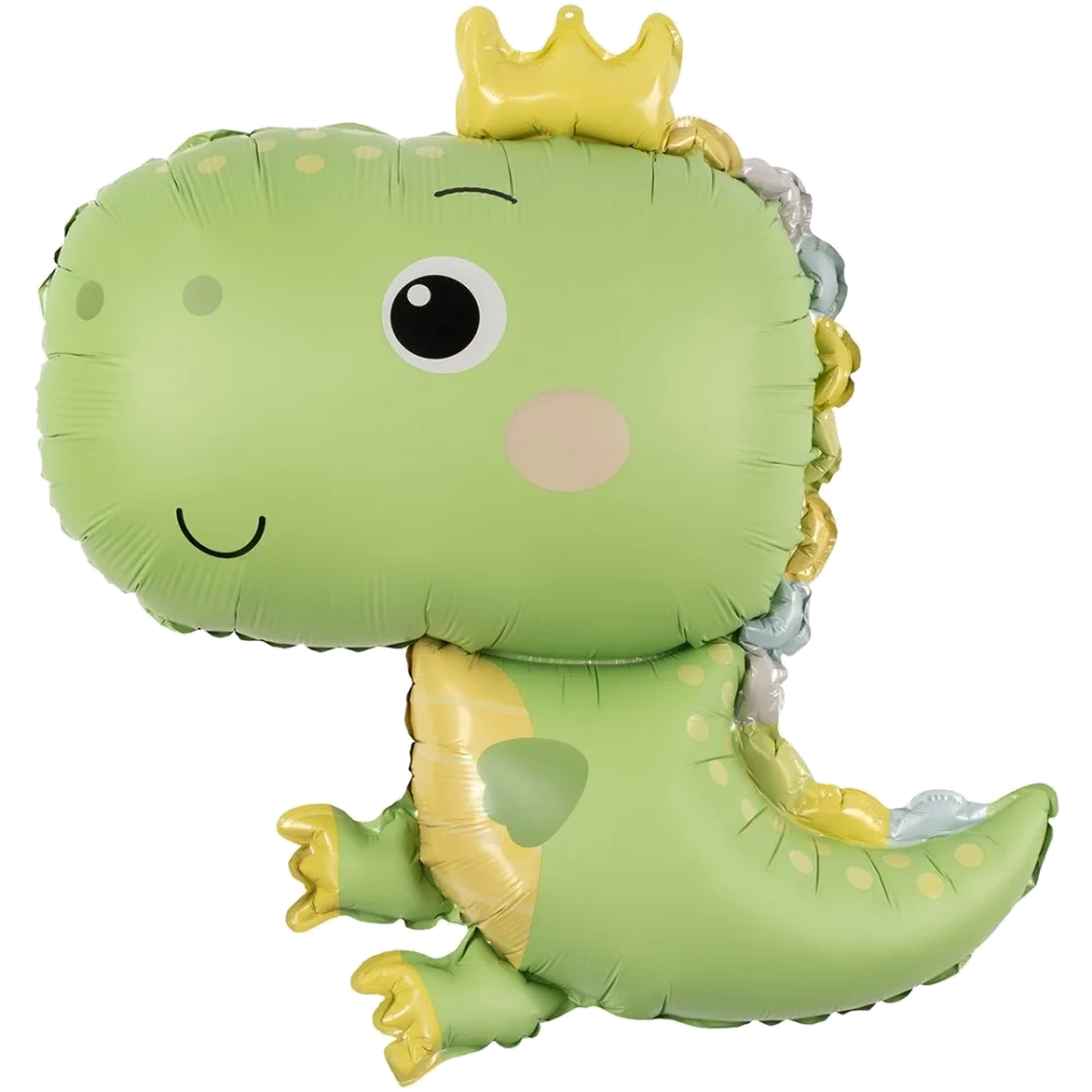Шар: Шар (31''/79 см) Фигура, Динозаврик в короне, Светло-зеленый, Сатин, 1 шт. в уп. (слабый полет)