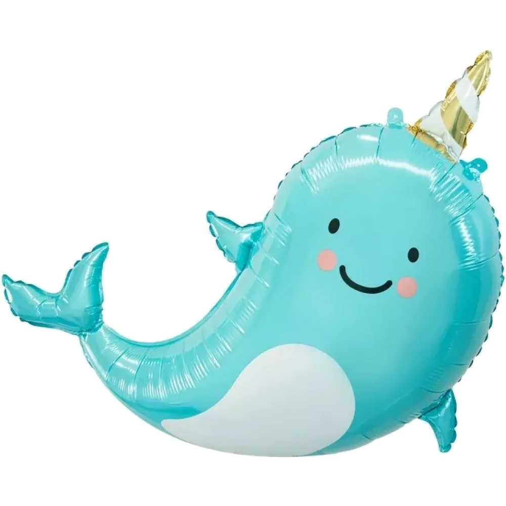 Шар: Шар (34''/86 см) Фигура Маленький нарвал - единорог, 1 шт.