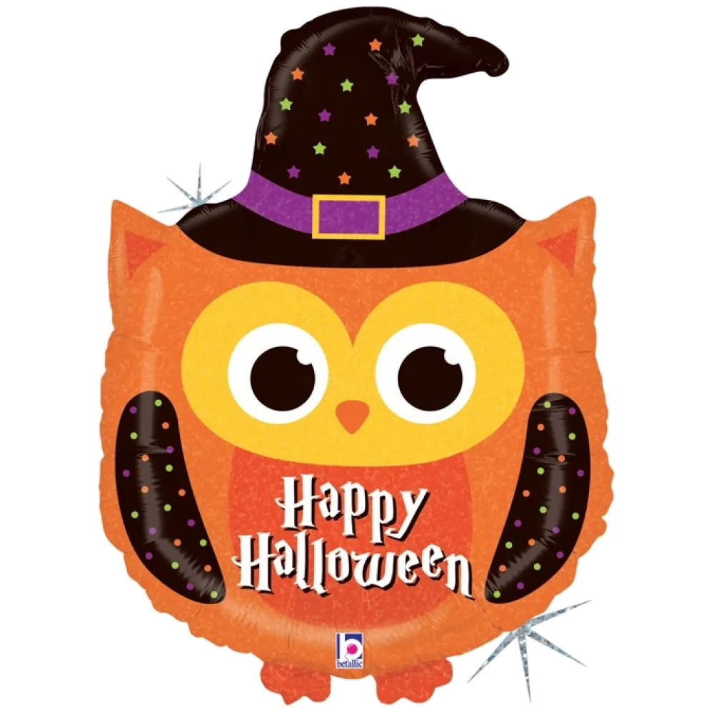 Шар: Шар (32''/81 см) Фигура, Сова, Волшебница на Хэллоуин, Голография