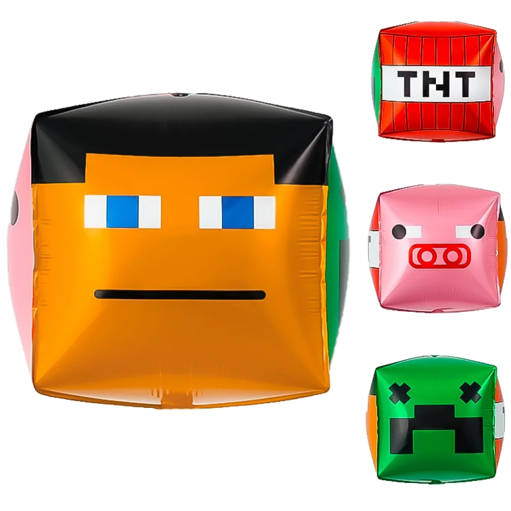 Шар: Шар 3D (22''/56 см) Куб, Пиксели, Герои