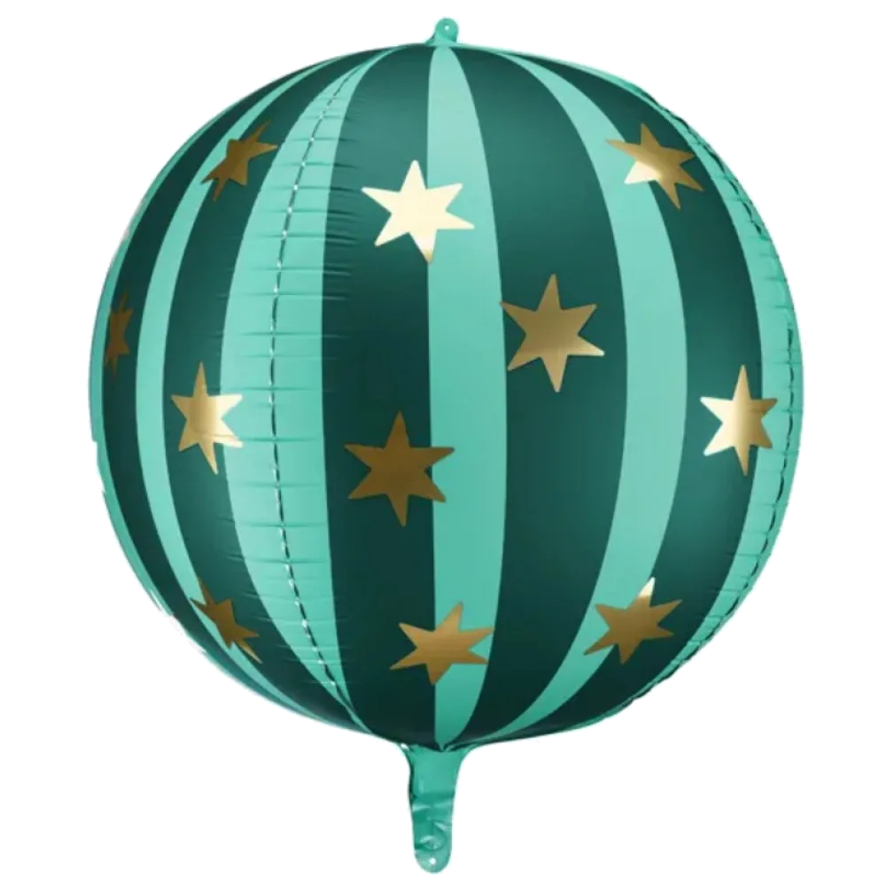 Шар: Шар (75 см) Фигура, Шар со звездами зеленый, 1 шт. в уп. PartyDeco
