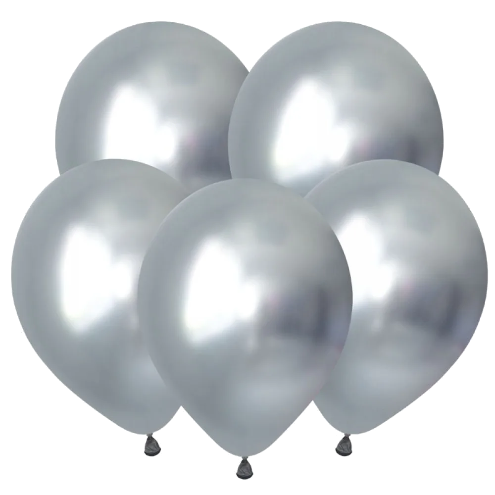 Шар: Шар V (5"/12,5 см) Хром Серебро 50 шт. Decobal (Вьетнам)