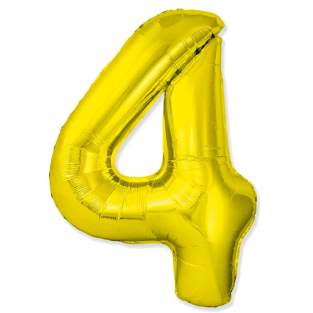 Шар Шар И (40''/102 см) Цифра, 4 Slim, Золото, Цифра, 40"/102 см