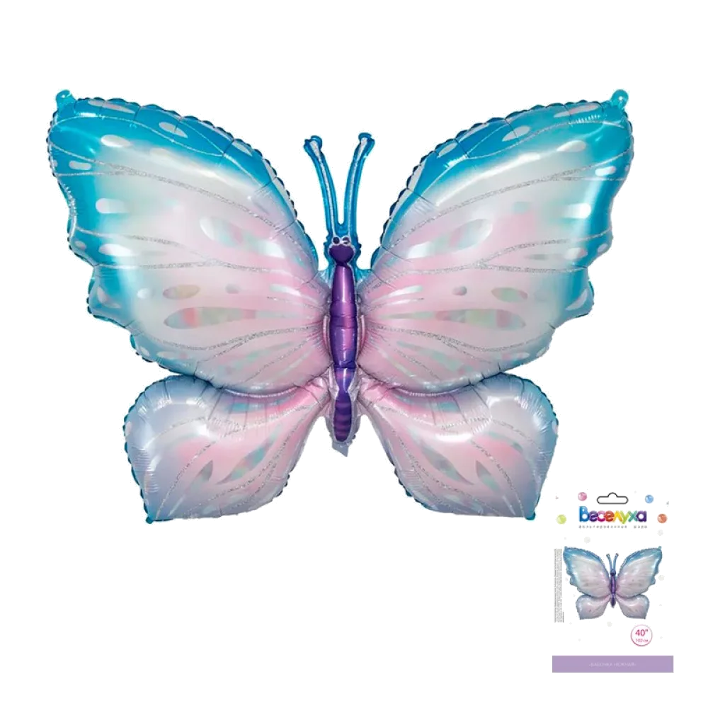 Шар: Шар (40"/102 см) Фигура, Бабочка нежная, 1 шт. в уп.