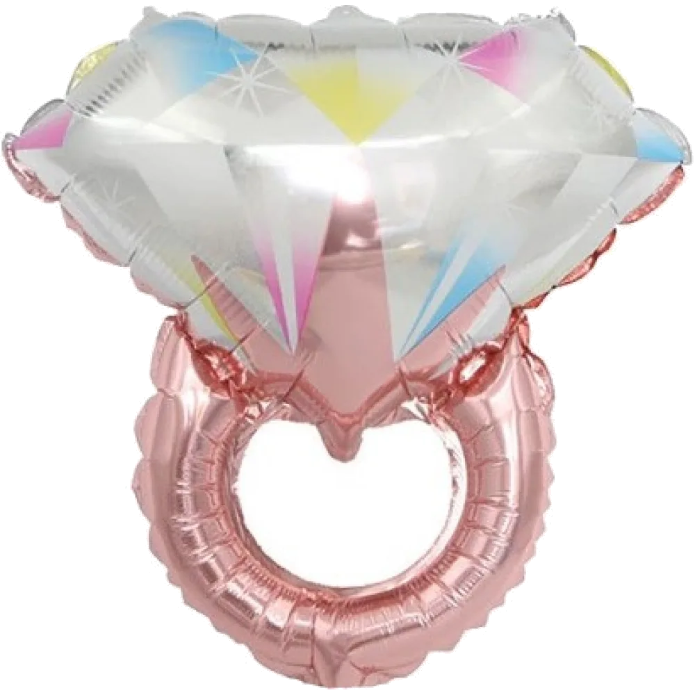 Шар (27''/69 см) Фигура Кольцо невесты с бриллиантом, Розовое Золото