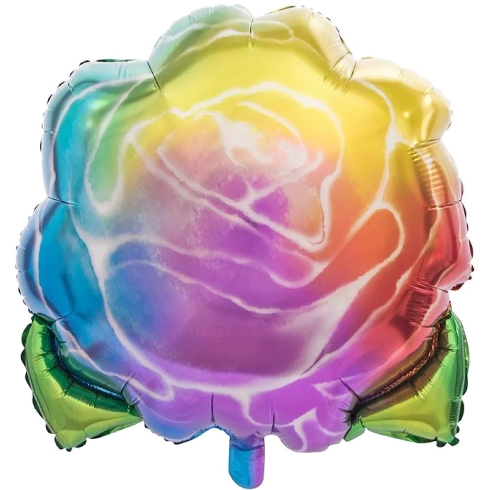 Шар: Шар (27''/69 см) Фигура Цветок, Яркая роза, Радужный, Градиент, 1 шт.
