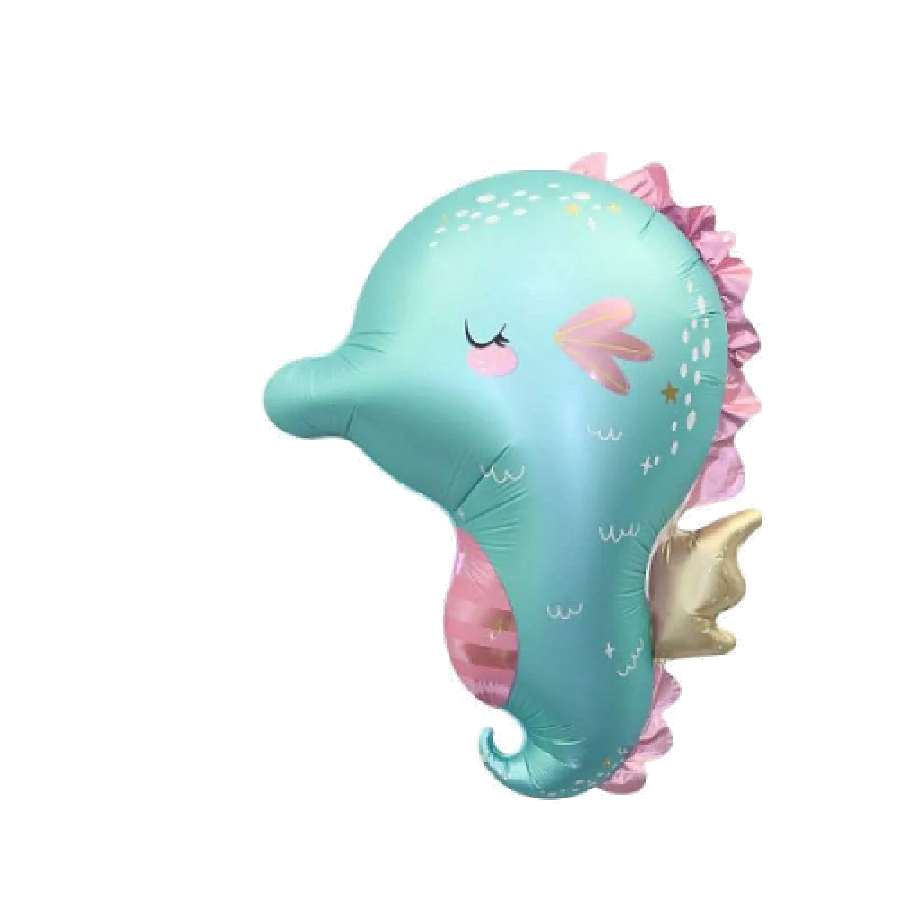 Шар: Шар (25"/64 см) Фигура, Морской конёк, Голубой, Сатин