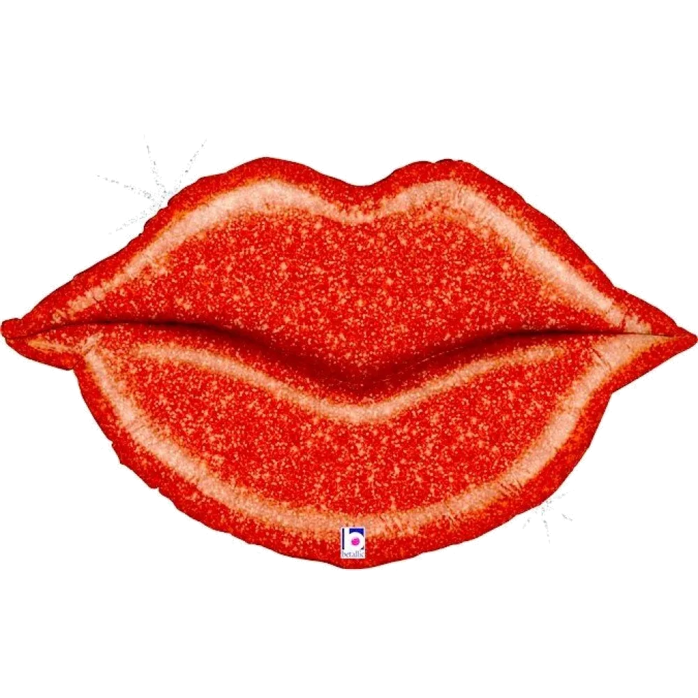 Шар: Шар (39''/99 см) Фигура, Губы, Красный, Голография