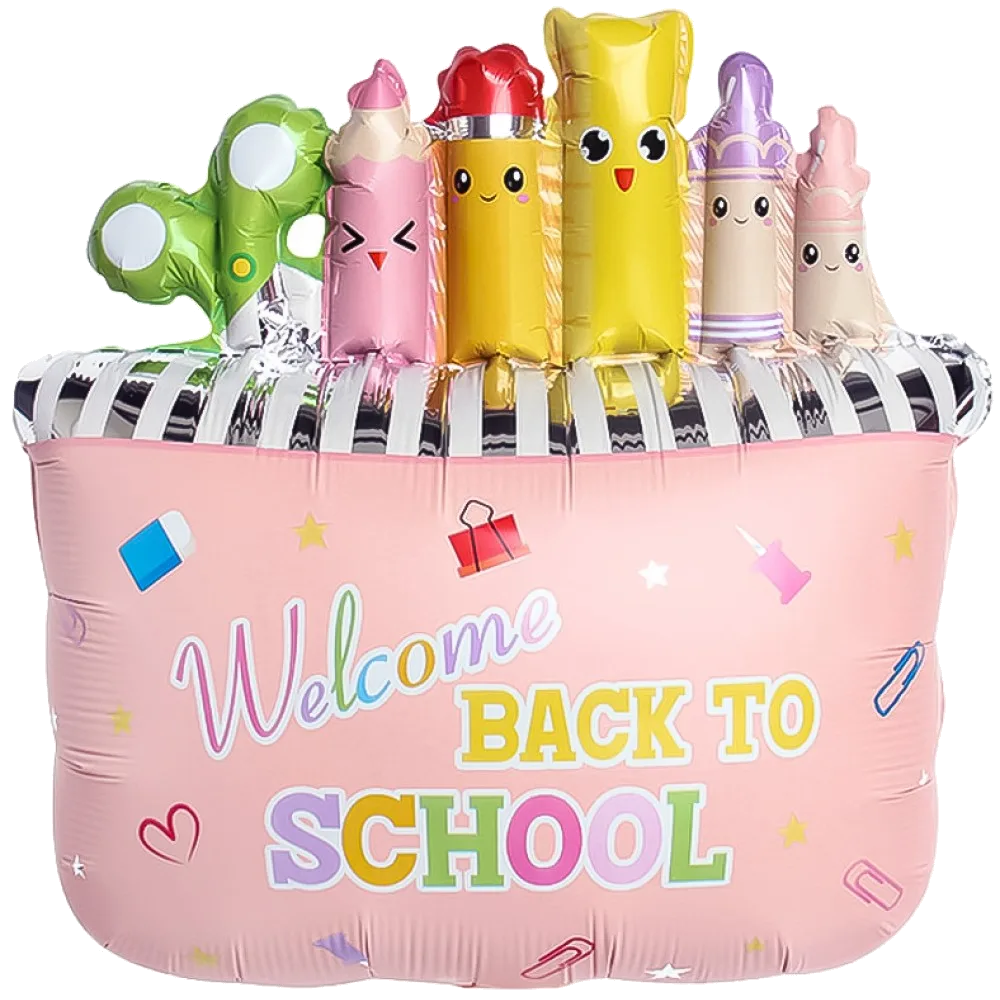 Шар: Шар (26''/66 см) Фигура, Школьный пенал, Розовый, Сатин