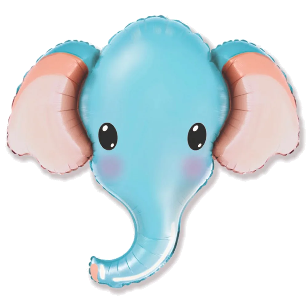 Шар: Шар (32''/81 см) Фигура, Слоник голубой голова, 1 шт. Flexmetal (Испания)