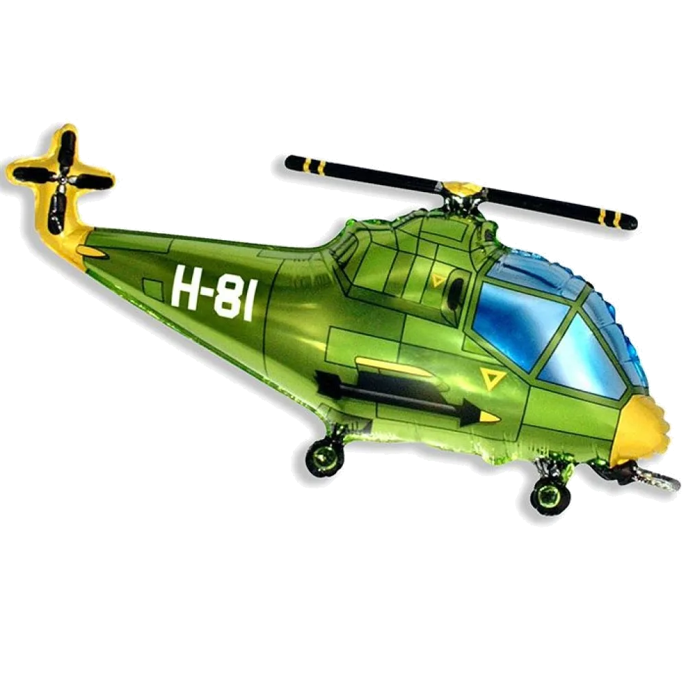 Шар: Шар (38"/96 см) Фигура, Вертолет (зеленый), 1 шт. Flexmetal (Испания)1.7 П