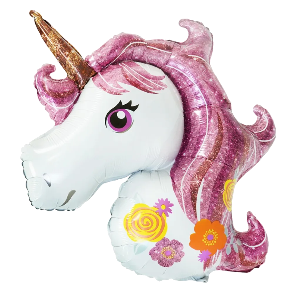 Шар: Шар (42"/106 см) Фигура Голова единорога, 1 шт. (под воздух) *