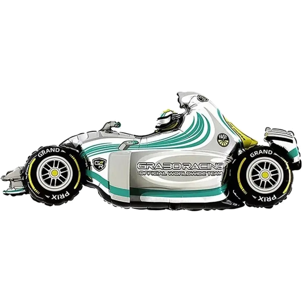 Шар: Шар (43"/108 см) Фигура Гоночный автомобиль, Формула 1, Серый, 1 шт.