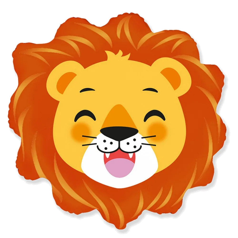 Шар: Шар (23''/58 см) Фигура, Голова, Счастливый Лев, 1 шт.Flexmetal (Испания)