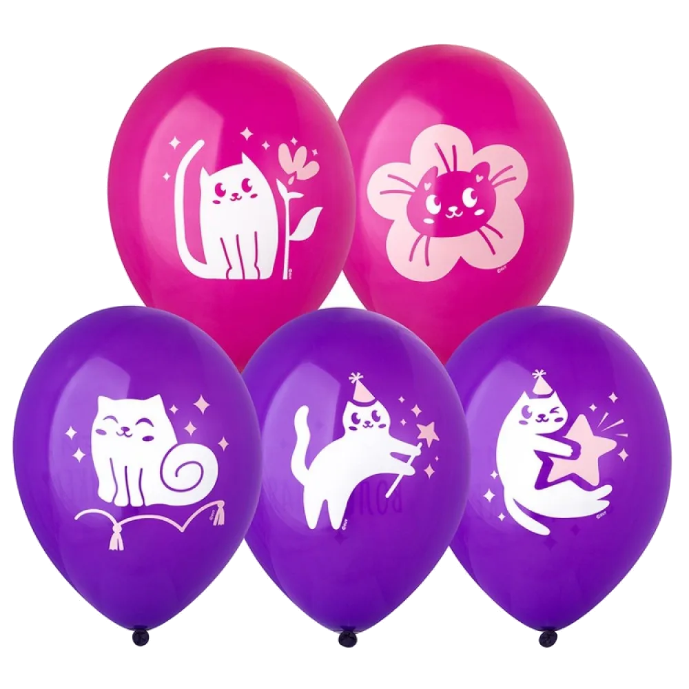 Шар: Шар (14"/36 см) СДР С Днем Рождения Котики милые 2цв, 1 шт. Belbal (Бельгия)