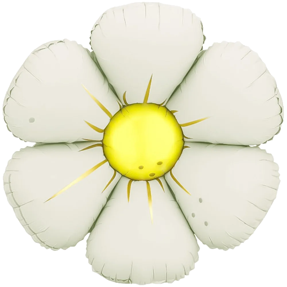 Шар: Шар (25''/64 см) Цветок, Ромашка (надув воздухом), Кремовый, Сатин