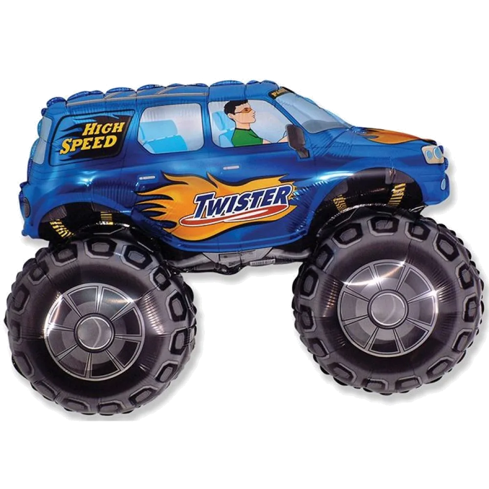 Шар: Шар (38''/97 см) Фигура, Джип Бигфут, Синий, 1 шт. Flexmetal (Испания) 2.2П